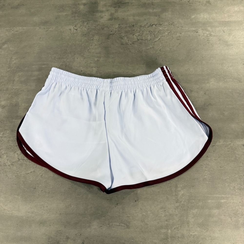 Adidas Shorts Womens Small 3S Sprinter Short Ice Blue Maroon Striped Asian Fit - Picture 2 of 10